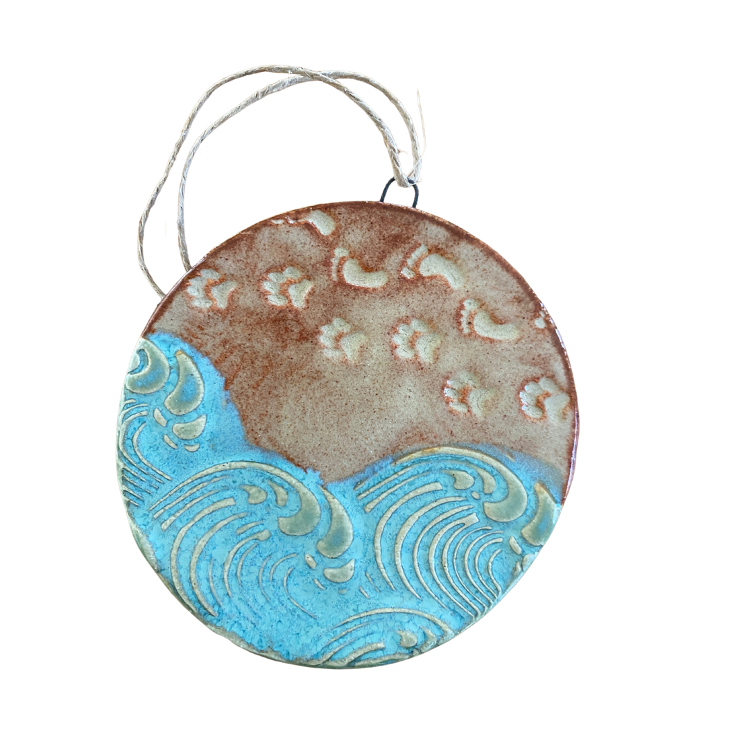 Footprints + Paw Prints in the Sand Ornament